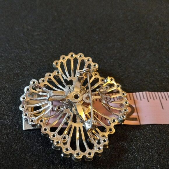 Rhinestone Silver Tone Brooch - Picture 4 of 4